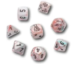 8 dés multi-faces nacrés bleu rose Lab Dice 6 chessex