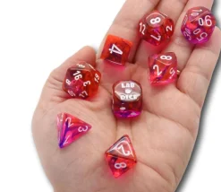 8 dés multi-faces Nebula rouge/violet LAB dice 6 chessex
