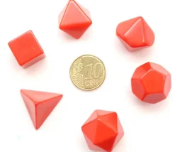 6 dés multifaces neutres rouge, noir ou beige