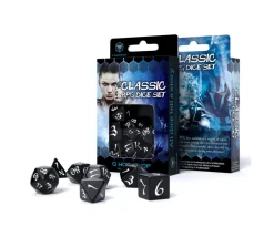 7 dés multifaces noirs gravage blanc CLASSIC ELVEN- syle elfe