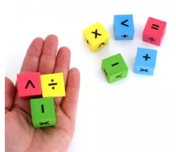 8 Dés opérations mathématiques avec signes mousse 22 mm silencieux