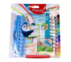 12 Feutres effaçables pour ardoise ou tableau blanc - 12 couleurs