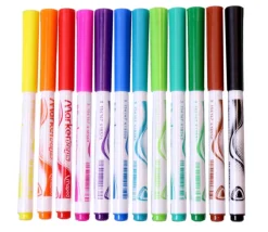 12 Feutres effaçables pour ardoise ou tableau blanc - 12 couleurs