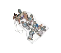 6 Figurines chevaliers en bois bleus et blancs personnage jeu