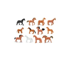 12 figurines chevaux dans un tube de rangement