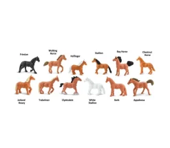 12 figurines chevaux dans un tube de rangement