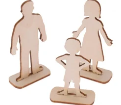 6 Figurines famille en bois naturel