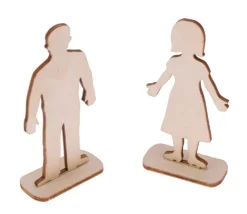 6 Figurines famille en bois naturel