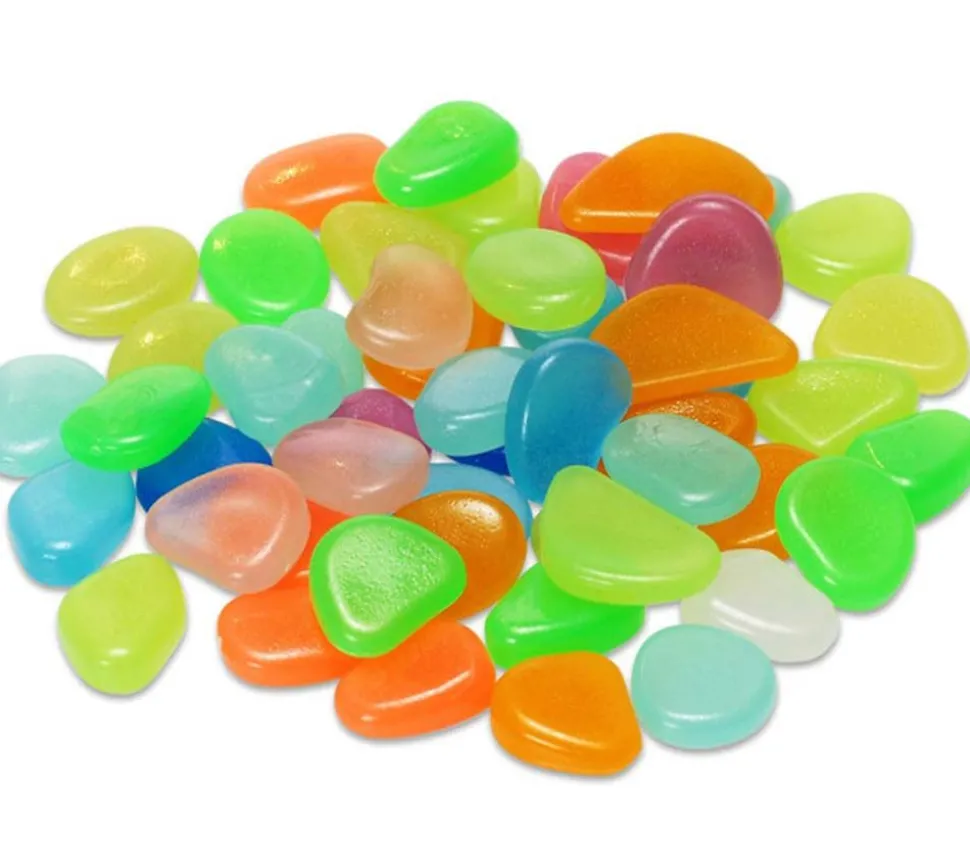 50 galets colorés lumineux env 1,5 cm