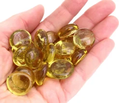 20 galets gems 15/22 mm jaune translucide - mini pierres plates