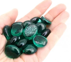 20 galets gems 15/25 mm vert translucide - mini pierres plates