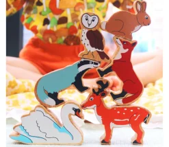 6 grands animaux de la forêt - figurines en bois