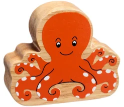 6 grands animaux de la mer en bois - figurines colorées