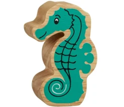 6 grands animaux de la mer en bois - figurines colorées