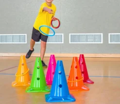 6 grands Cônes slalom 30 cm SUPER RESISTANTS avec trous