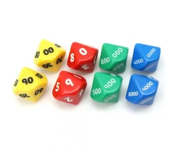 8 grands dés unité, dizaine, centaine, millier 10 faces JUMBO