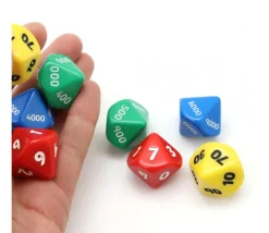 8 grands dés unité, dizaine, centaine, millier 10 faces JUMBO