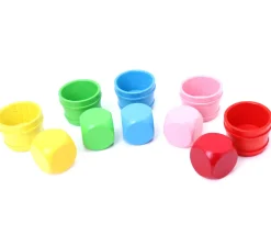 6 gros dés neutres 4 cm bois multicolores