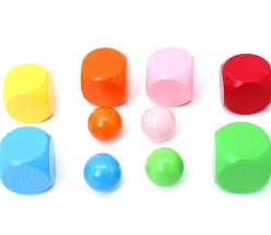 6 gros dés neutres 4 cm bois multicolores