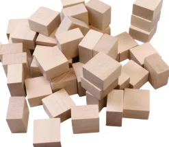 50 gros jetons carrés bois naturel 2.5 cm épais