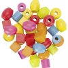 45 grosses perles en bois 5 formes et 6 lacets