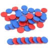 50 jetons bicolores bleu/rouge 25 x 5 mm