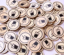 500 Jetons en bois Boisson - 2.5 cm