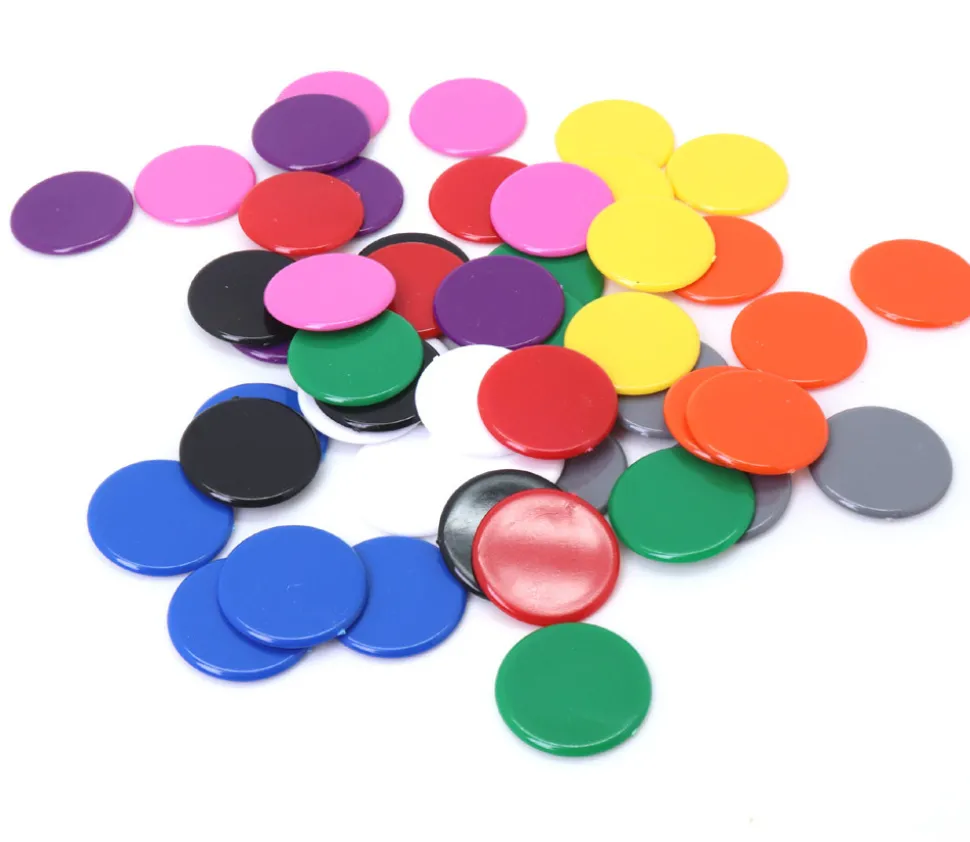 50 jetons multicolores 3 cm en 10 couleurs pour jeu - pions ronds 30 mm
