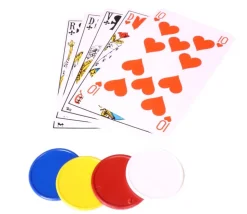 4 jetons ronds 2,6 cm en plastique - 4 couleurs