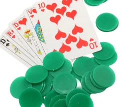 500 Jetons ronds plats de 2.4 cm verts de diamètre plastique pour jeux