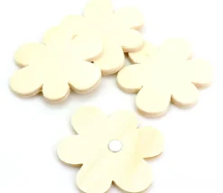 4 magnets fleur en bois à décorer 5 cm