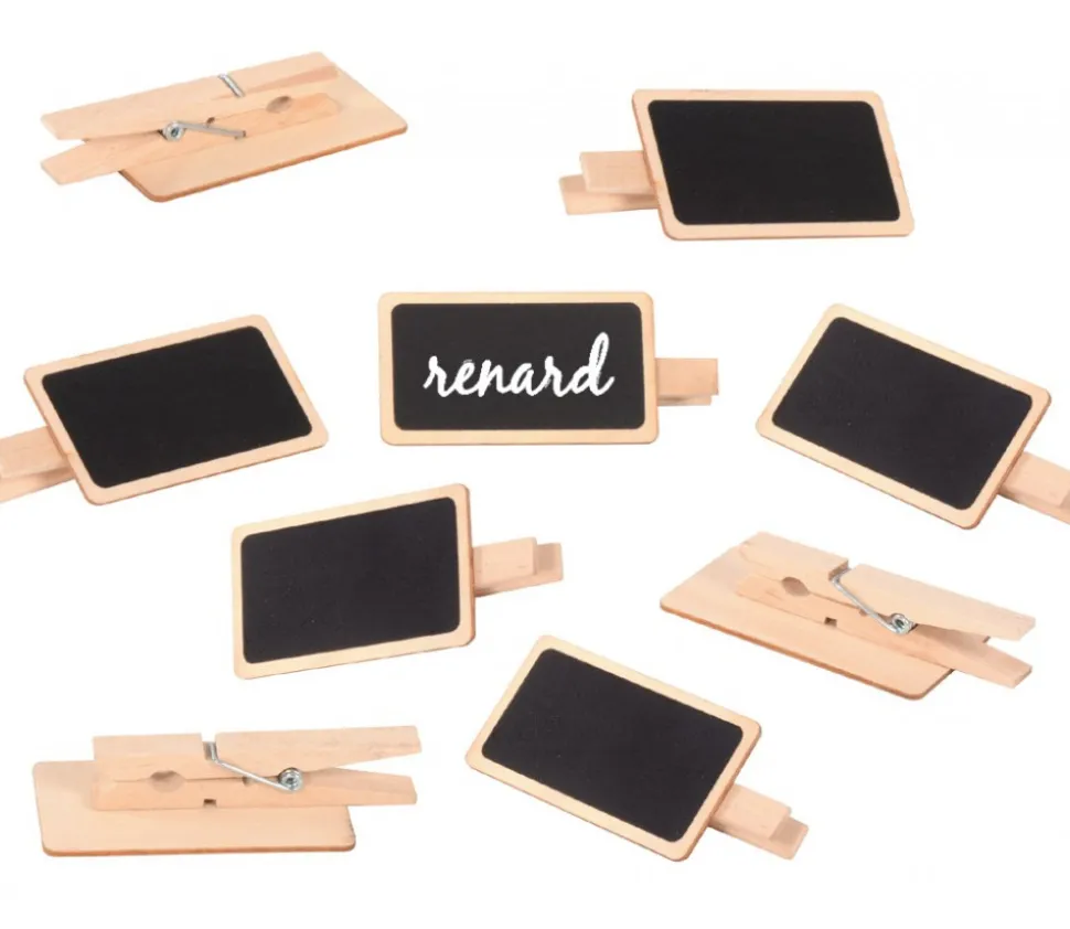 12 Mini ardoises clips pinces 7 x 4 cm