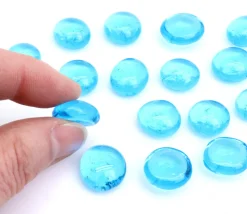20 mini galets gems bleus translucides 12/18 mm - mini pierres plates