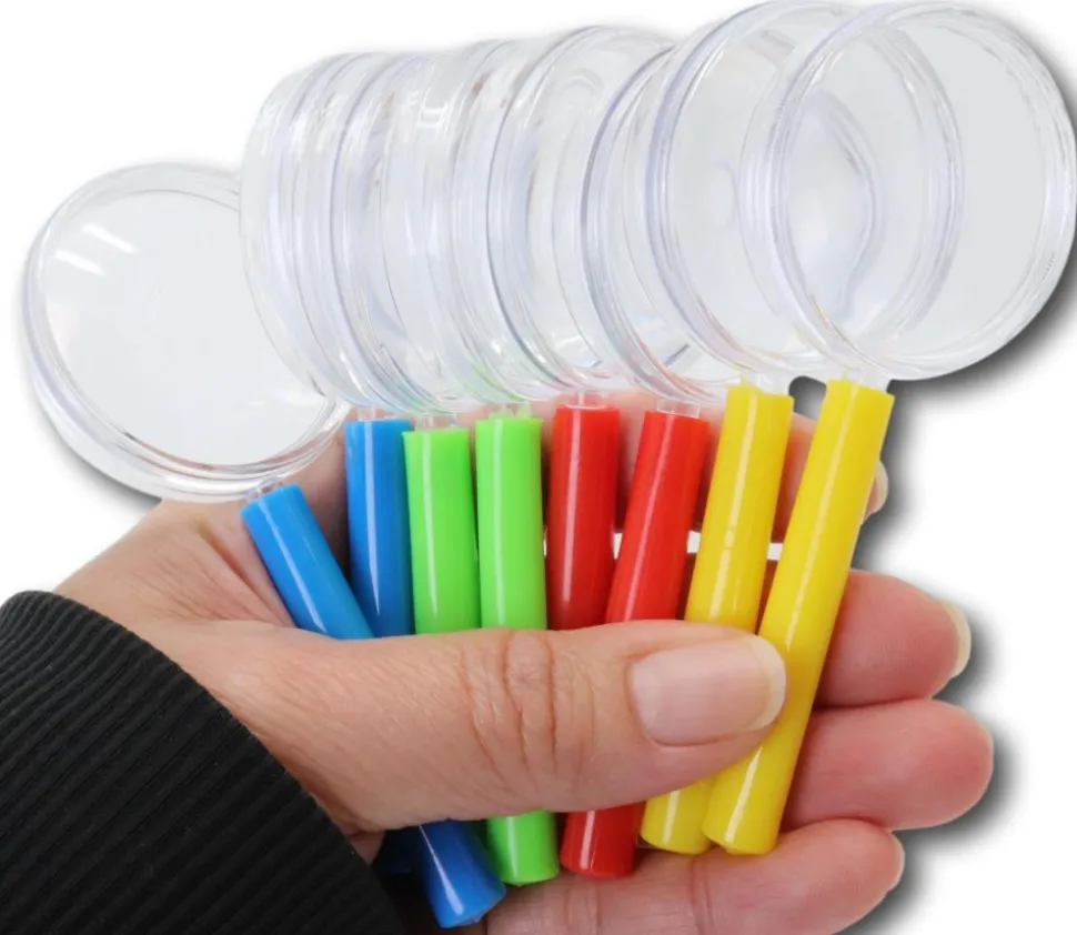 8 mini loupes colorées 10 cm