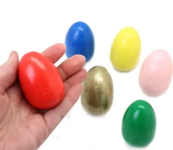 6 Oeufs en bois multicolores de 6 cm - 6 couleurs