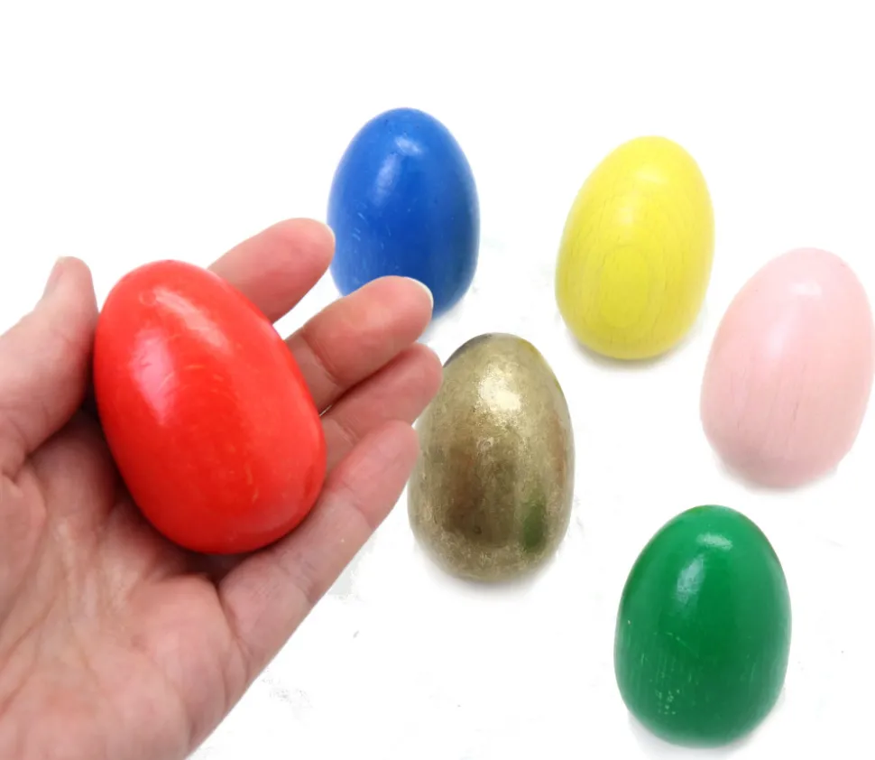 6 Oeufs en bois multicolores de 6 cm - 6 couleurs