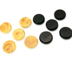 10 Palets crokinole 32 mm jeux 5 pions naturels et 5 pions noirs