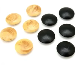 10 Palets galets buis jeu de go (5 noirs/5 naturels) 2.3 cm