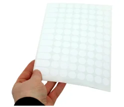 96 pastilles autocollantes blanches 15 mm