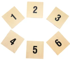 6 pavés 1 à 6 en bois 7 x 7 x 0.5 cm