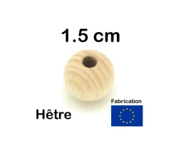 50 perles en bois hêtre 1.5 cm - trou de 0.4 cm