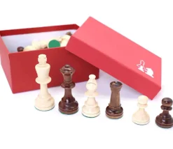 32 Pièces échecs bois lestées T5 - roi 9 cm