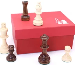 32 Pièces échecs bois lestées T5 - roi 9 cm