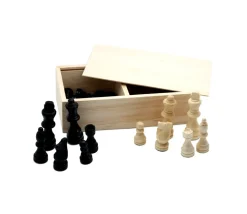 32 Pièces échecs bois T3 (noir/naturel) + coffret en bois