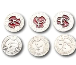 22 Pièces métal et émail rouge RPG Spell Tokens