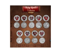 22 Pièces métal et émail rouge RPG Spell Tokens