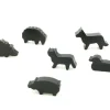 6 Pions animaux noirs en bois pour jeux