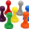 7 Pions bois 15 x 27 mm Modèle C multicolores pour jeu - lot de 7 (rouge, vert, jaune, bleu, violet, orange et gris)