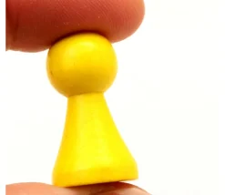 6 Pions bois 15 x 27 mm multicolores pour jeu - lot de 6 (rouge, vert, jaune, bleu, blanc et noir) modèle B