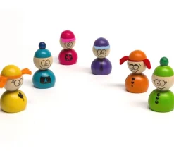 6 pions bois personnages AMIS sympathiques 40x25 mm avec 1 dé